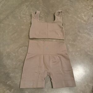 SET ACTIVE -  Tan Bralette and Shorts Set